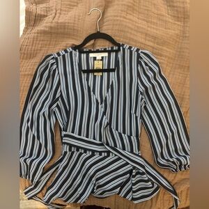 Blue striped peplum top